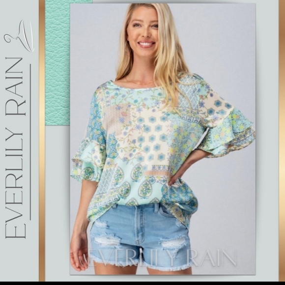 🔥Sale!!!!Beautiful Mint Mosaic Top - Picture 3 of 8